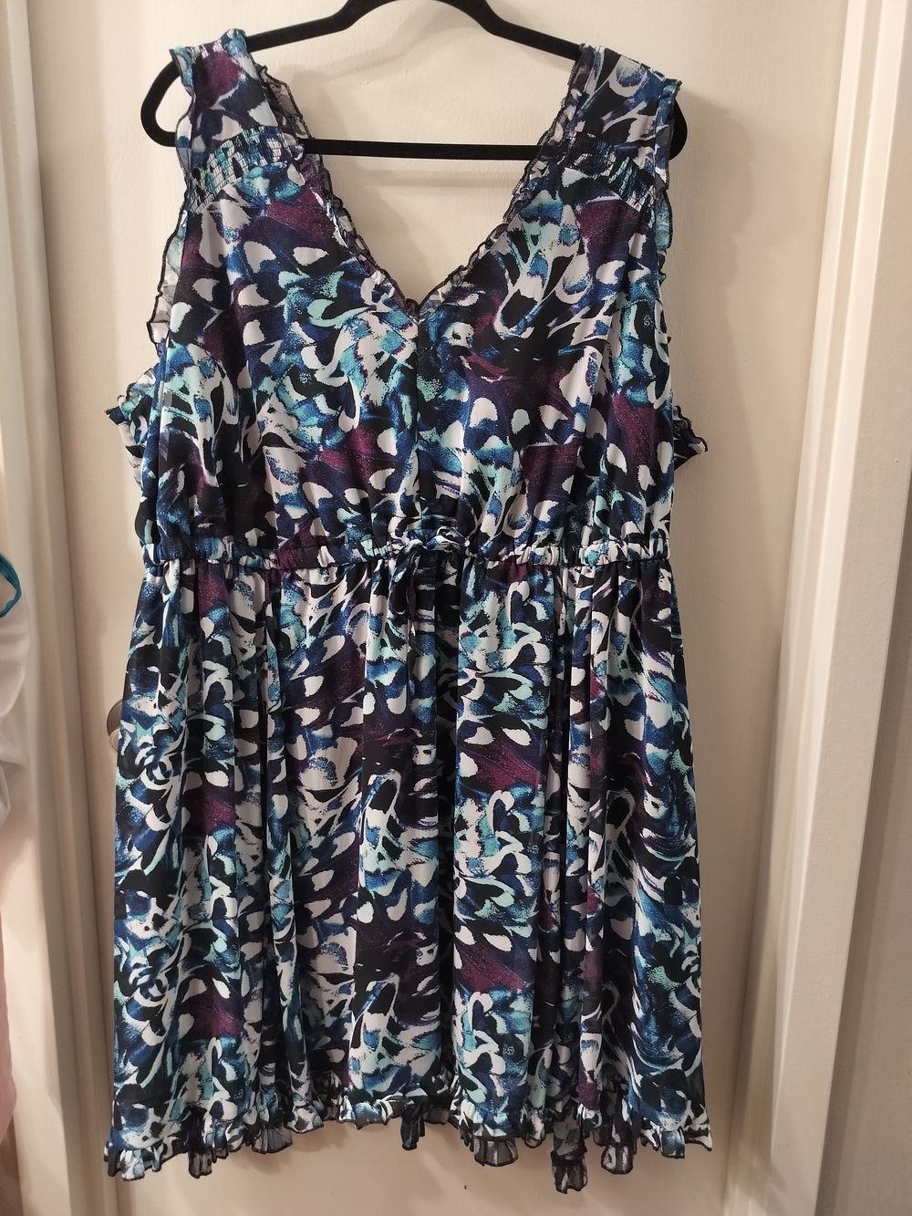 torrid Navy, Teal & White Floral Print Tie-Waist Dress